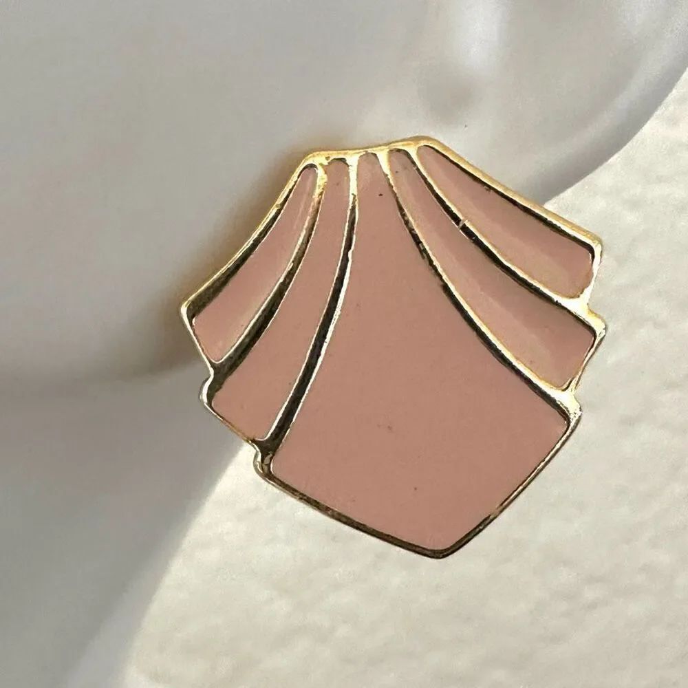 Pink and gold tone post earrings